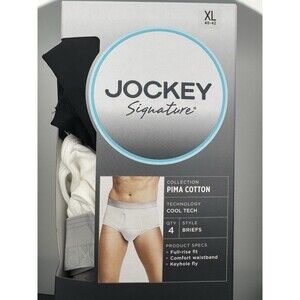 Jockey Signature Pima Cotton Briefs 4-Pack - XL (40-42) Cool Tech Full Rise NEW